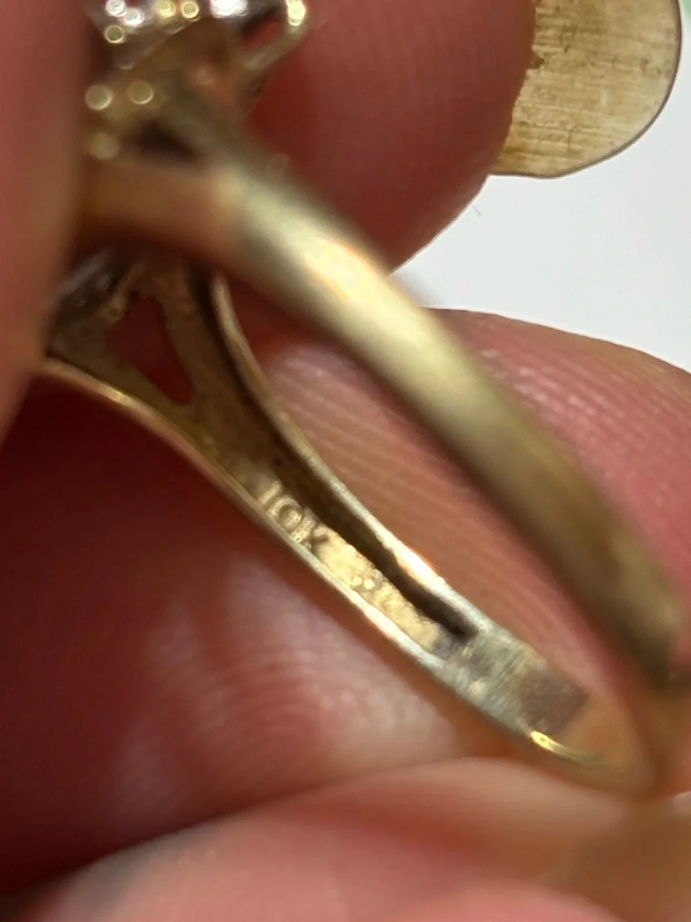 Vintage 10K Gold & Diamond Cocktail Ring